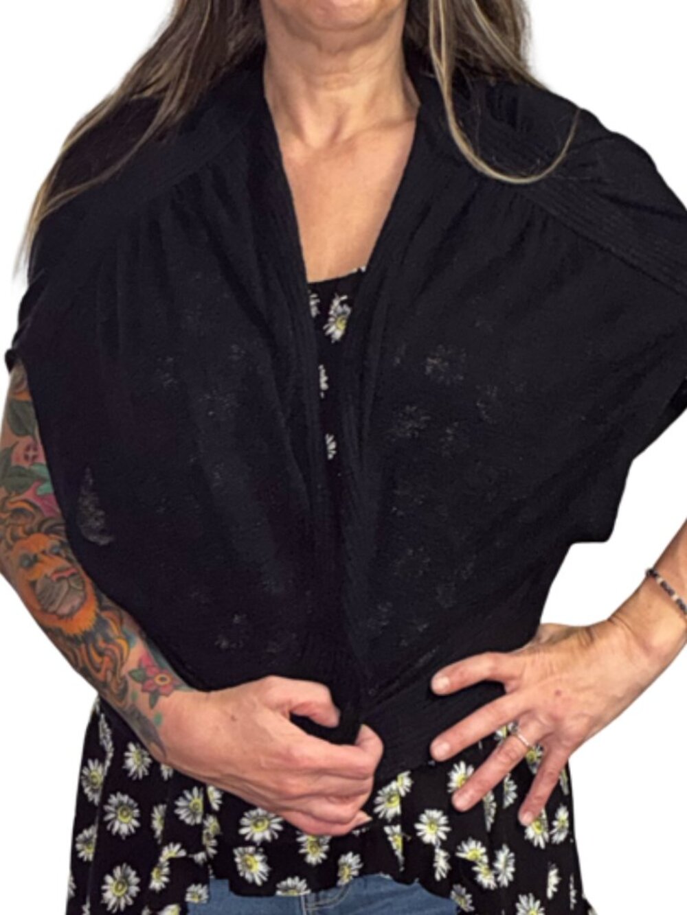 Sz.3X*Lane Bryant*Black Knit Sleeveless Shrug